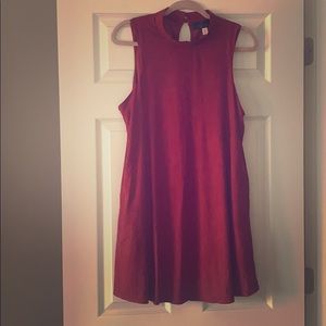Red Hawt Faux-Suede Turtleneck Dress